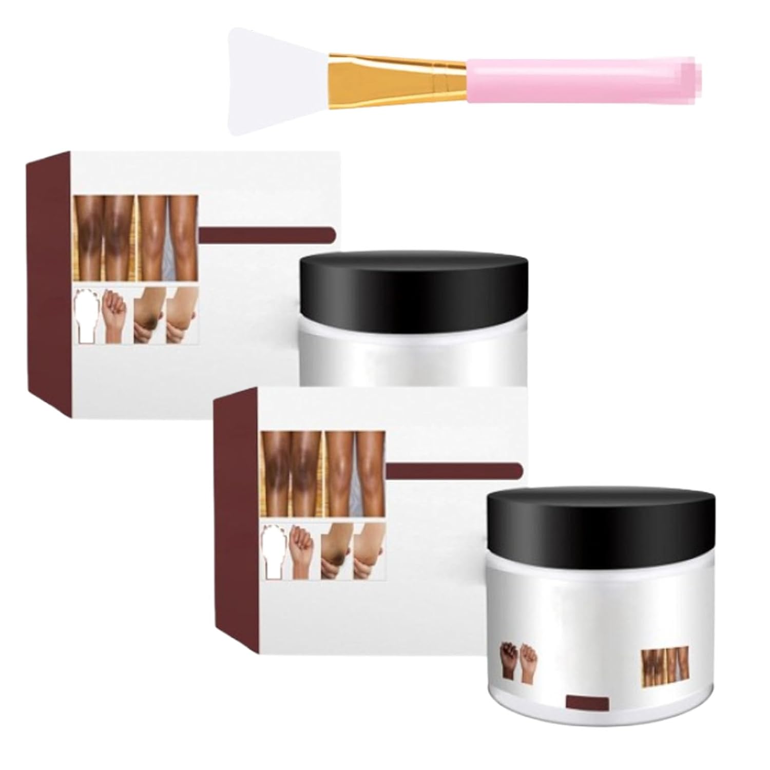 Blondlight Cream, Blondlight Lightening Cream, Skin Moisturizing, Smooth Skin with Makeup Brush Set and Mirror Case, Hydrating Body Lotion (1, 2Pc)